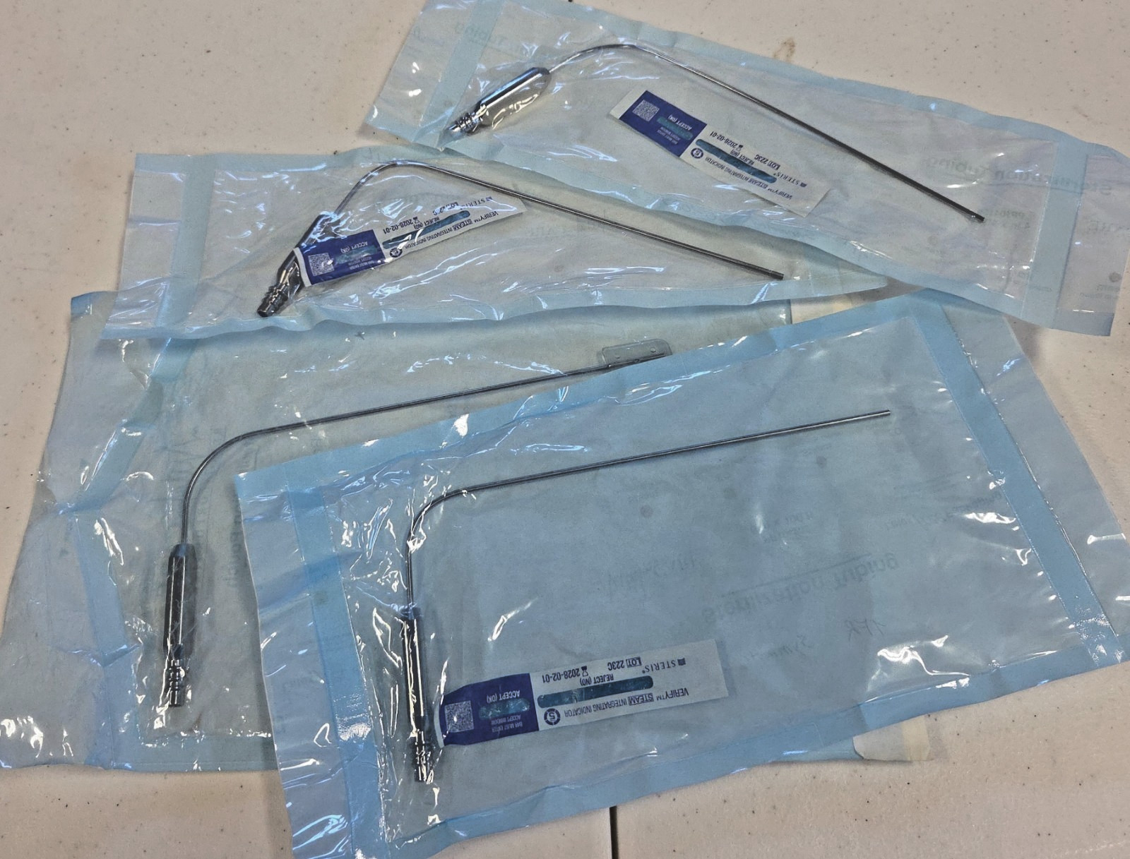 Lot of FOUR Symmetry 70-1087 Suction Tube, Frazier, Angled, 7 Fr, 7 1/2 in (A2D)
