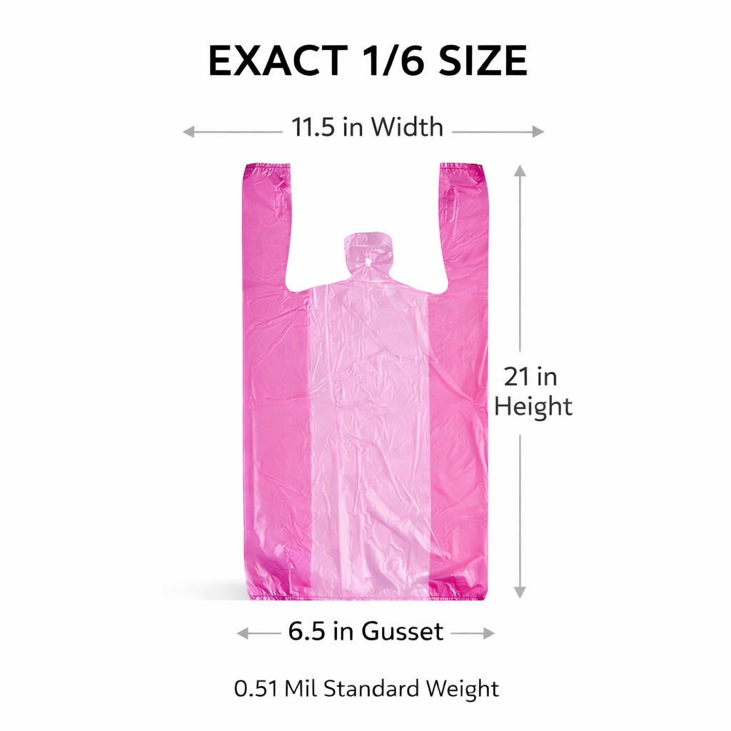 Purple T-Shirt Plastic Grocery Carryout Bags 1/6 Large 21×6.5×11.5 0.51 Mil