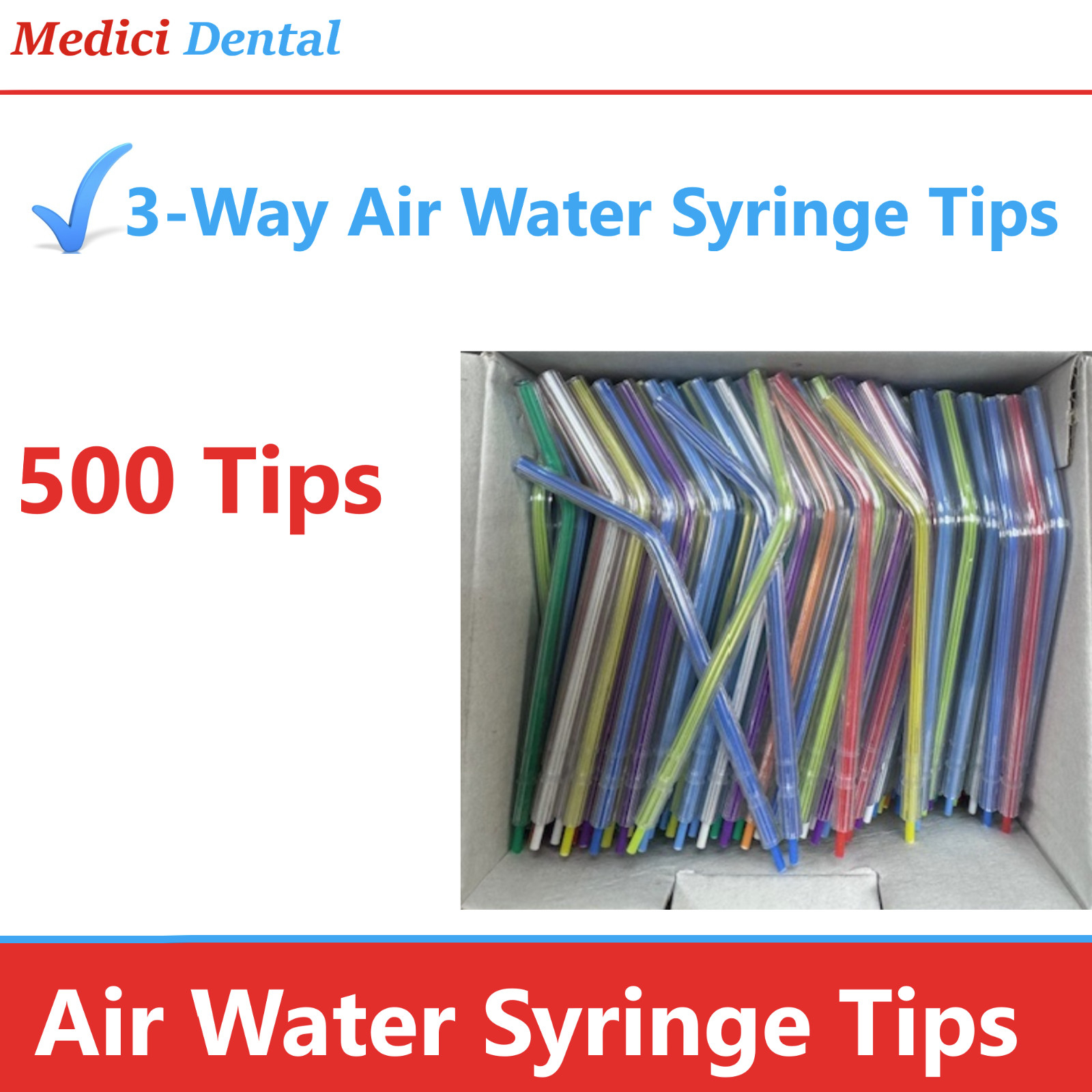 Dental 3-Way Air Water Syringe Disposable Spray Tips Triple Nozzles Upto 500/Bx