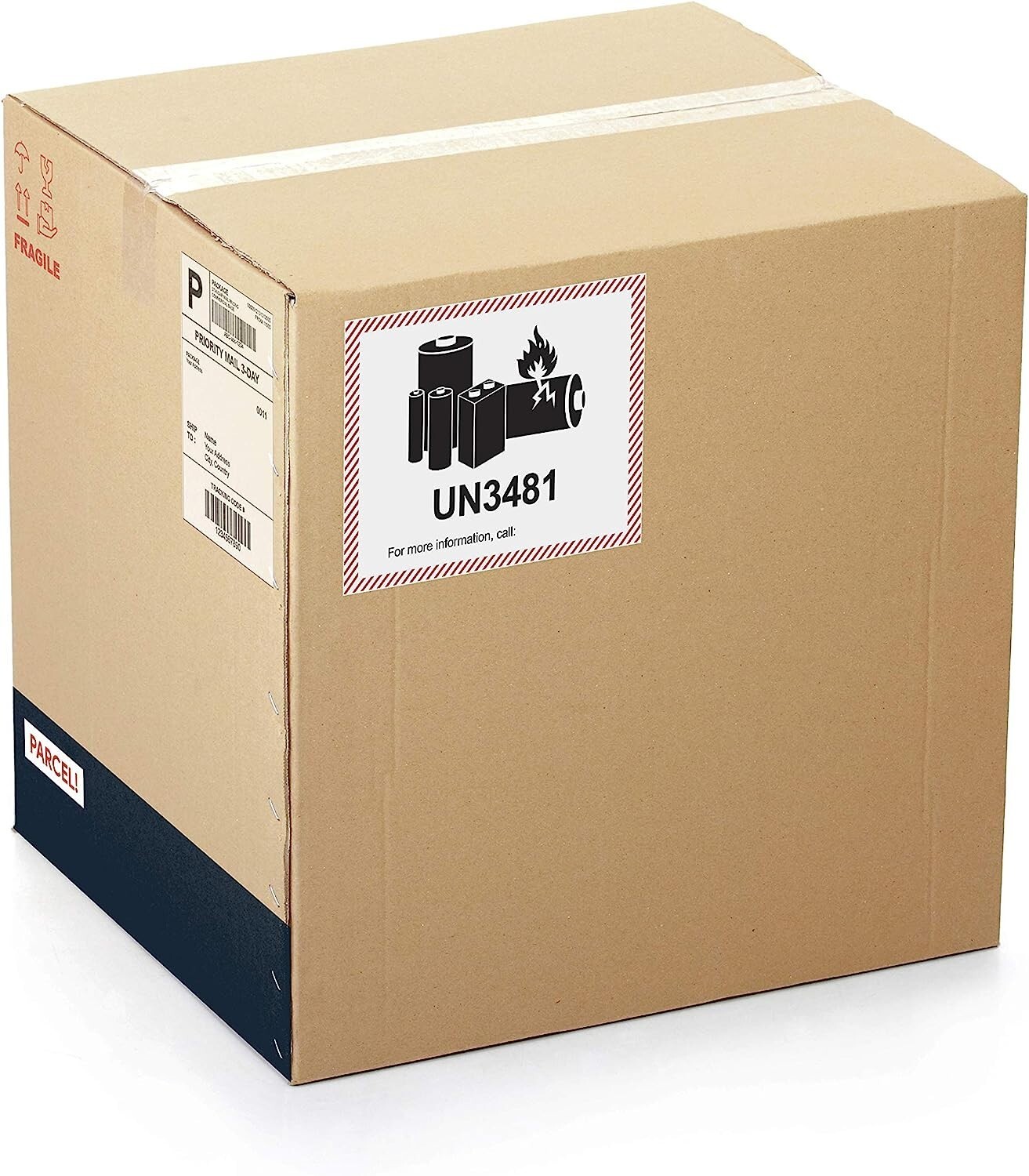 Lithium Battery UN3481 Shipping Labels, 2.76 × 1.97 Inches, 500 Labels Per Roll