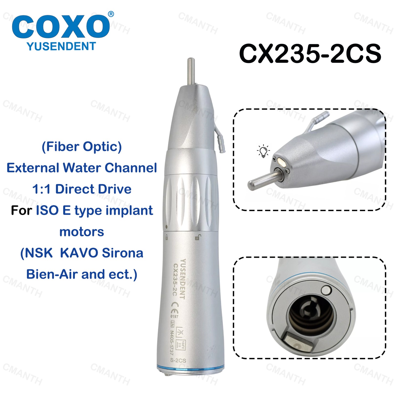 COXO Dental Straight Nose Cone Handpiece Inner Water Channel E Type Fit NSK KAVO