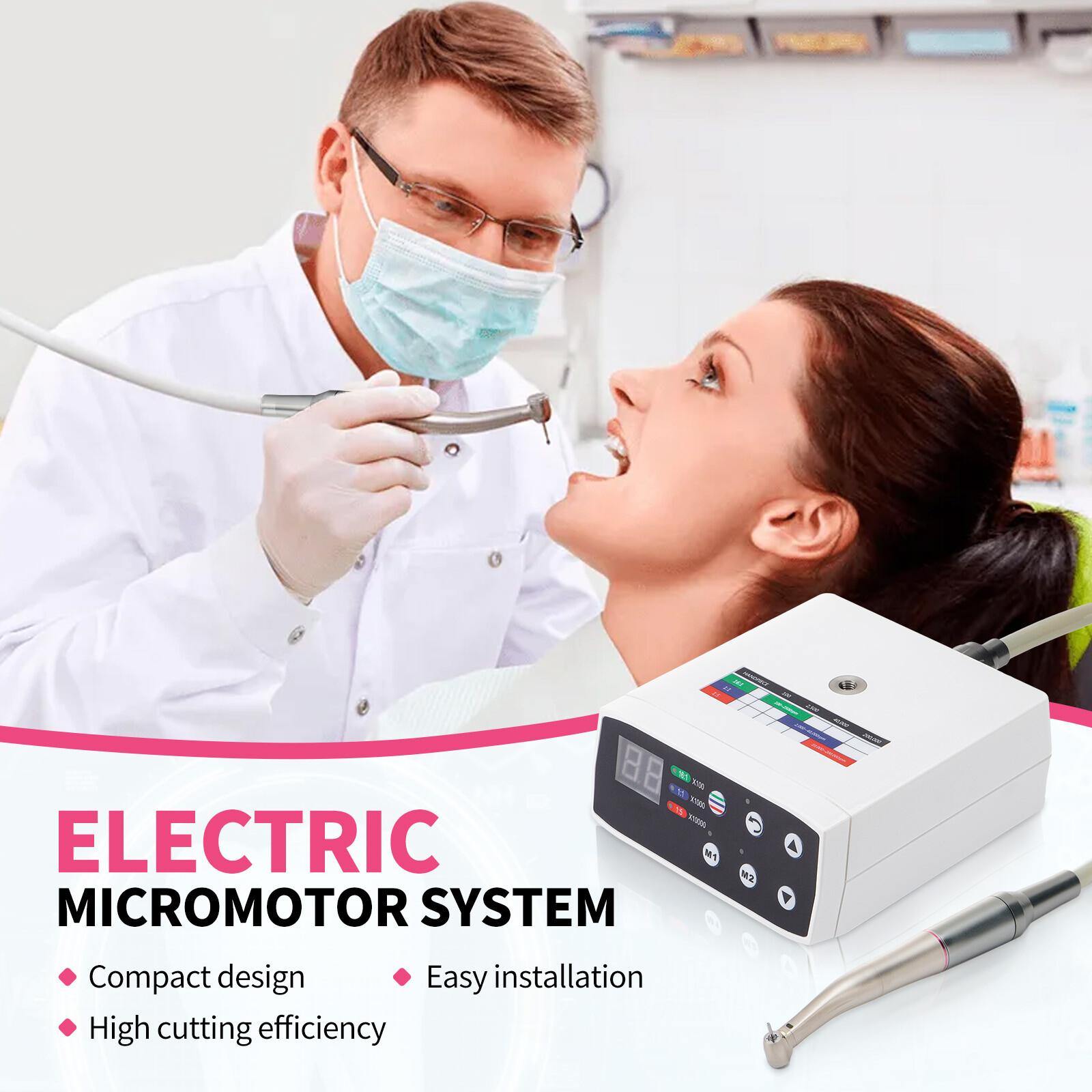 Dental LED Brushless Electric Micro Motor 1:5 Optic LED Handpiece for NSK Style