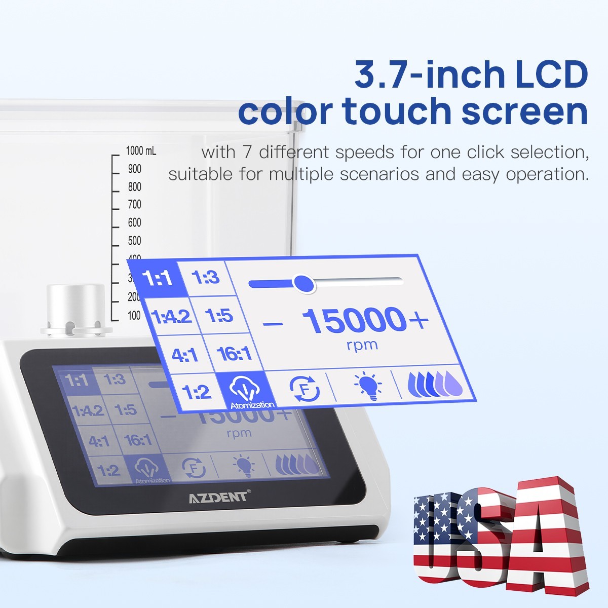 AZDENT Dental Brushless LED Electric Micro Motor w/Water/1:5 Increaing Handpiece