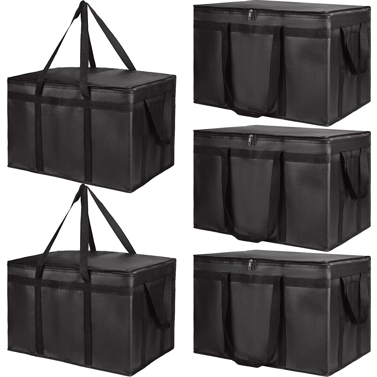 5-Pack Insulated Food Delivery Bag for Hot and Cold Meal, XXX-Large, Grocery …