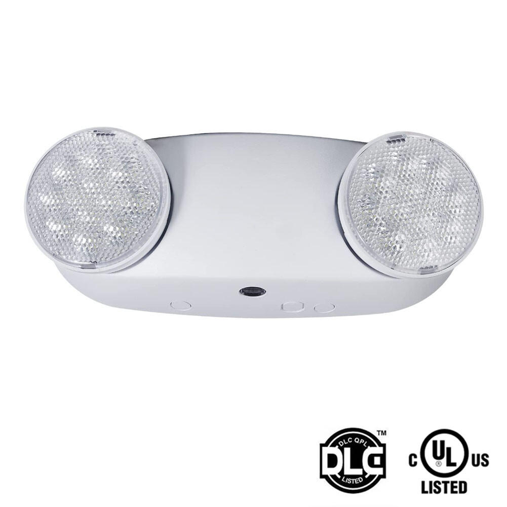 LED Emergency Light Fixtures Adjustable Double Heads Lamp w/Battery Backup UL