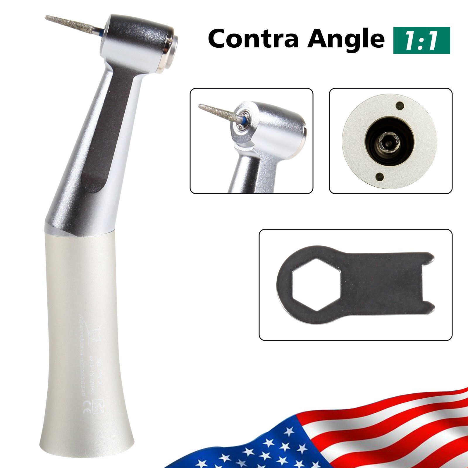 Dental Low Speed Handpiece Push Button Fit FG 1.6mm Burs Contra Angle