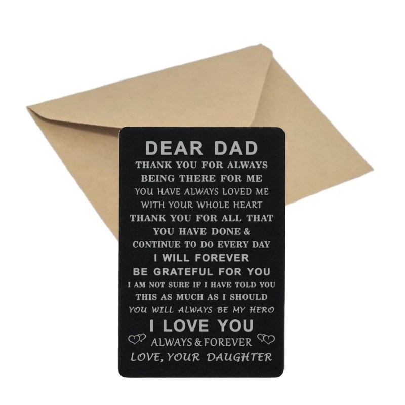 Engraved ‘Forever Love Thank You’ Note Dad Wallet Insert Card Gift from Daughter