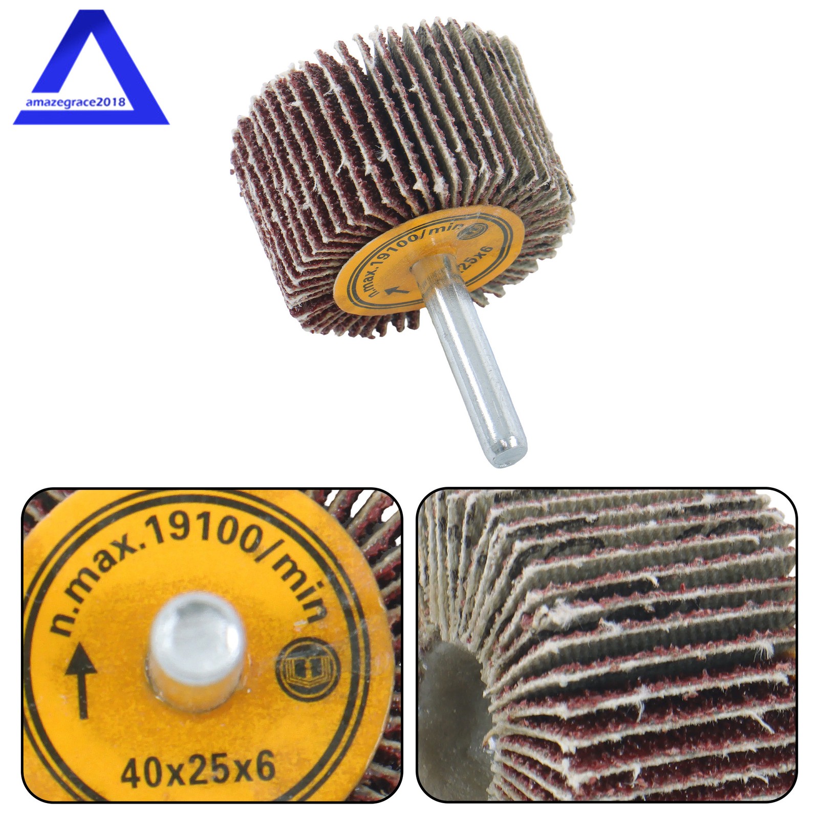 Aluminum Oxide Shank Mounted Flap Wheels, 1-1/2″ × 1″ × 1/4″, 60 Grit (5 Pack)
