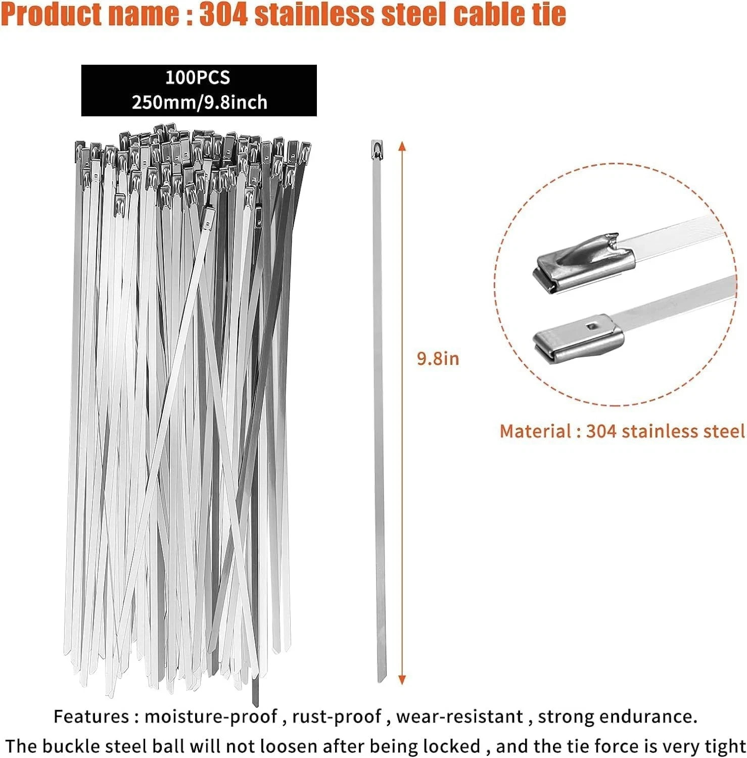 Professional Stainless Steel Cable Tie Gun Kit with 100PCS High-Strength Ties
