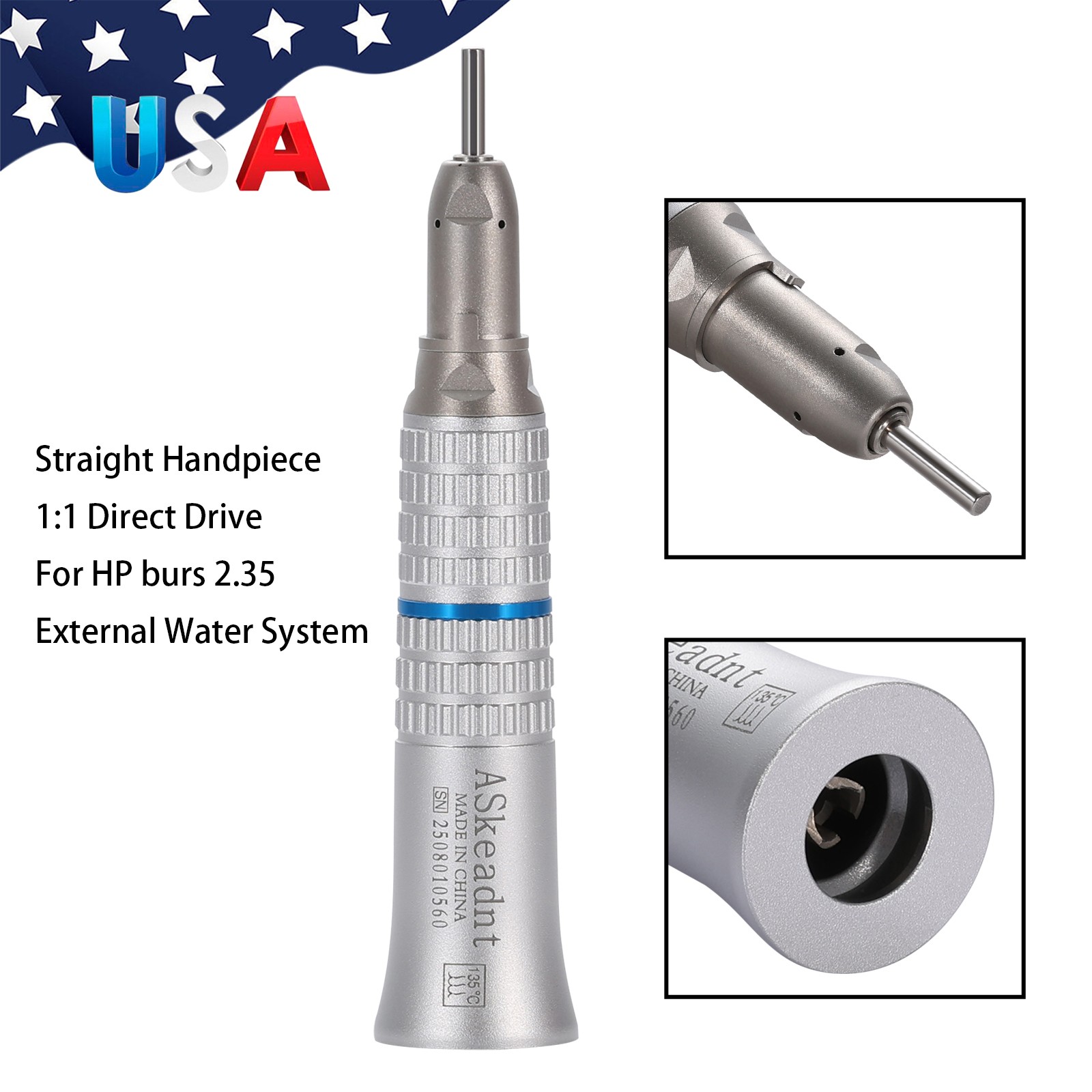 Dental Low Speed handpiece Straight Nose Cone 1:1 Direct Drive YP
