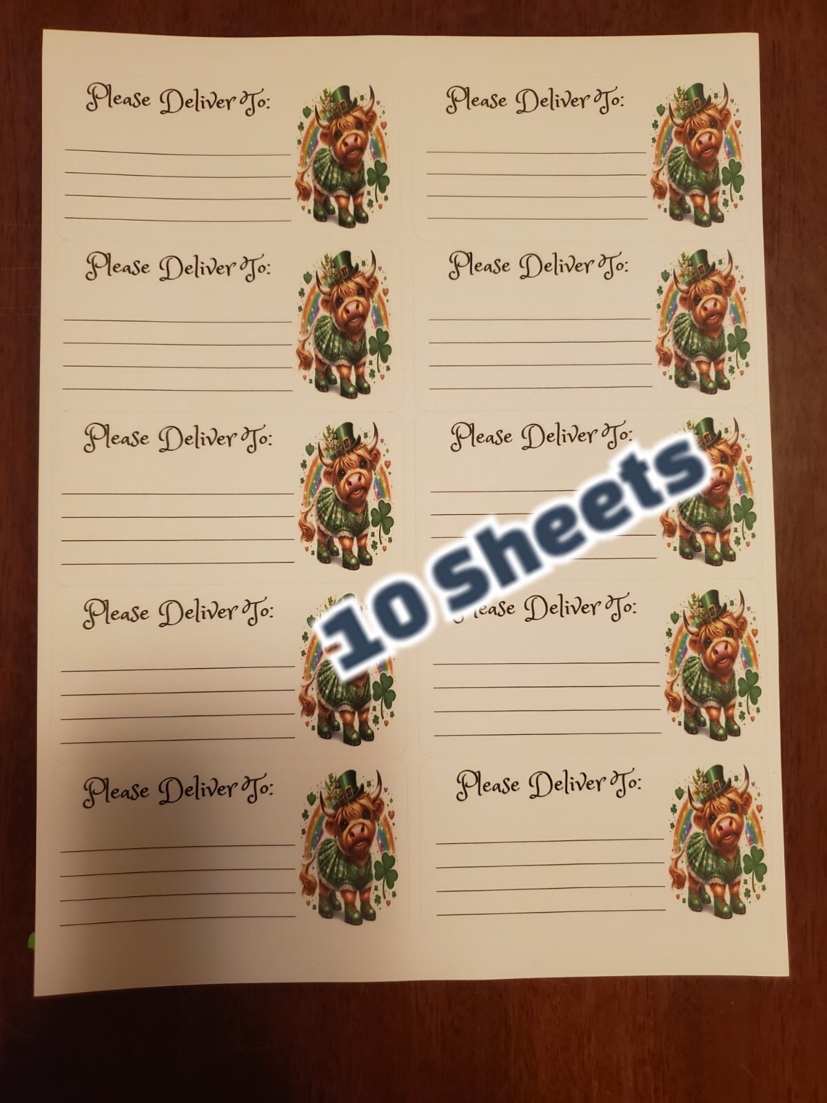 10 Sheets please deliver to address shipping labels (PDT) pen pal, mail