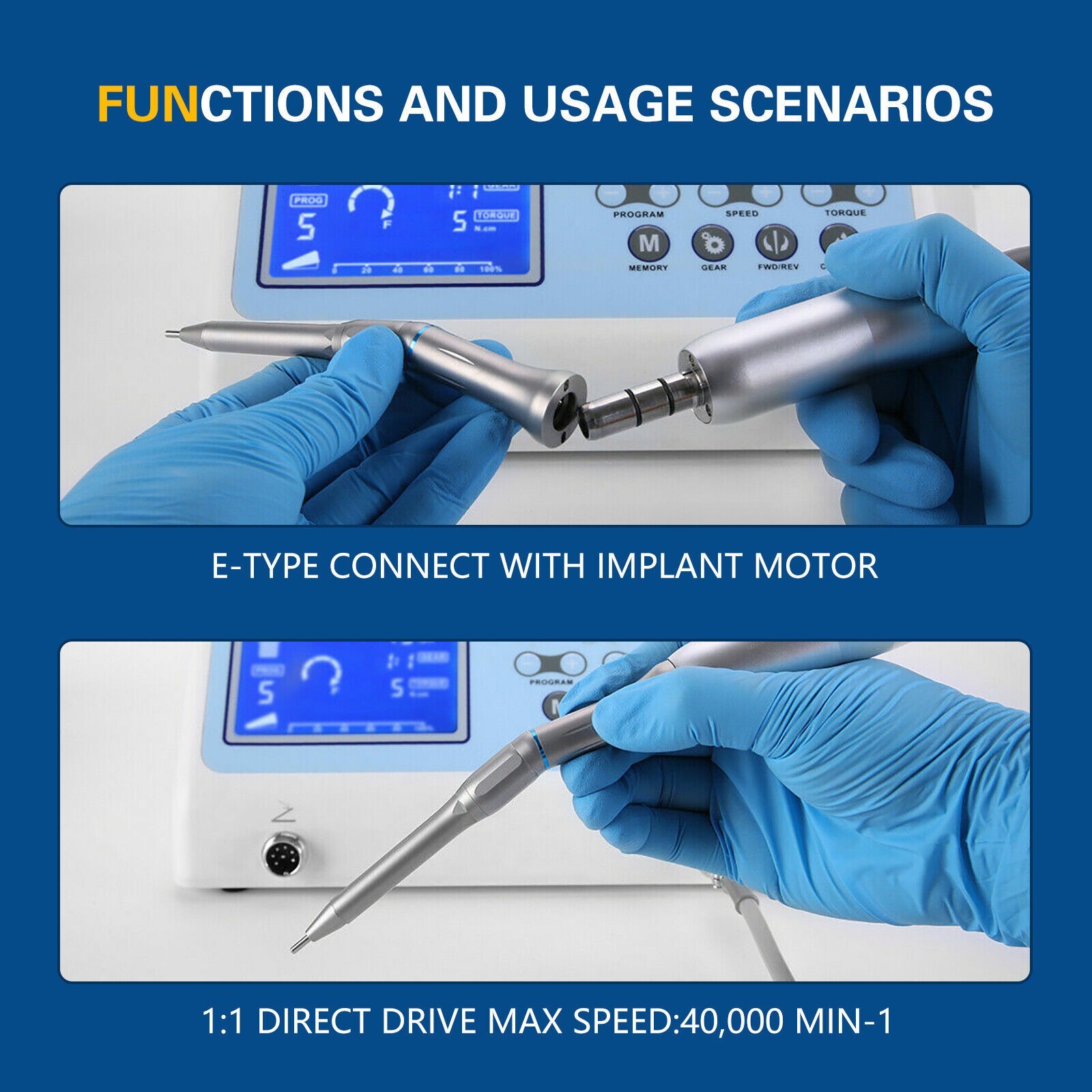 Dental Surgical 20° Degree Straight Head 1:1 Direct Drive Operation Handpiece US