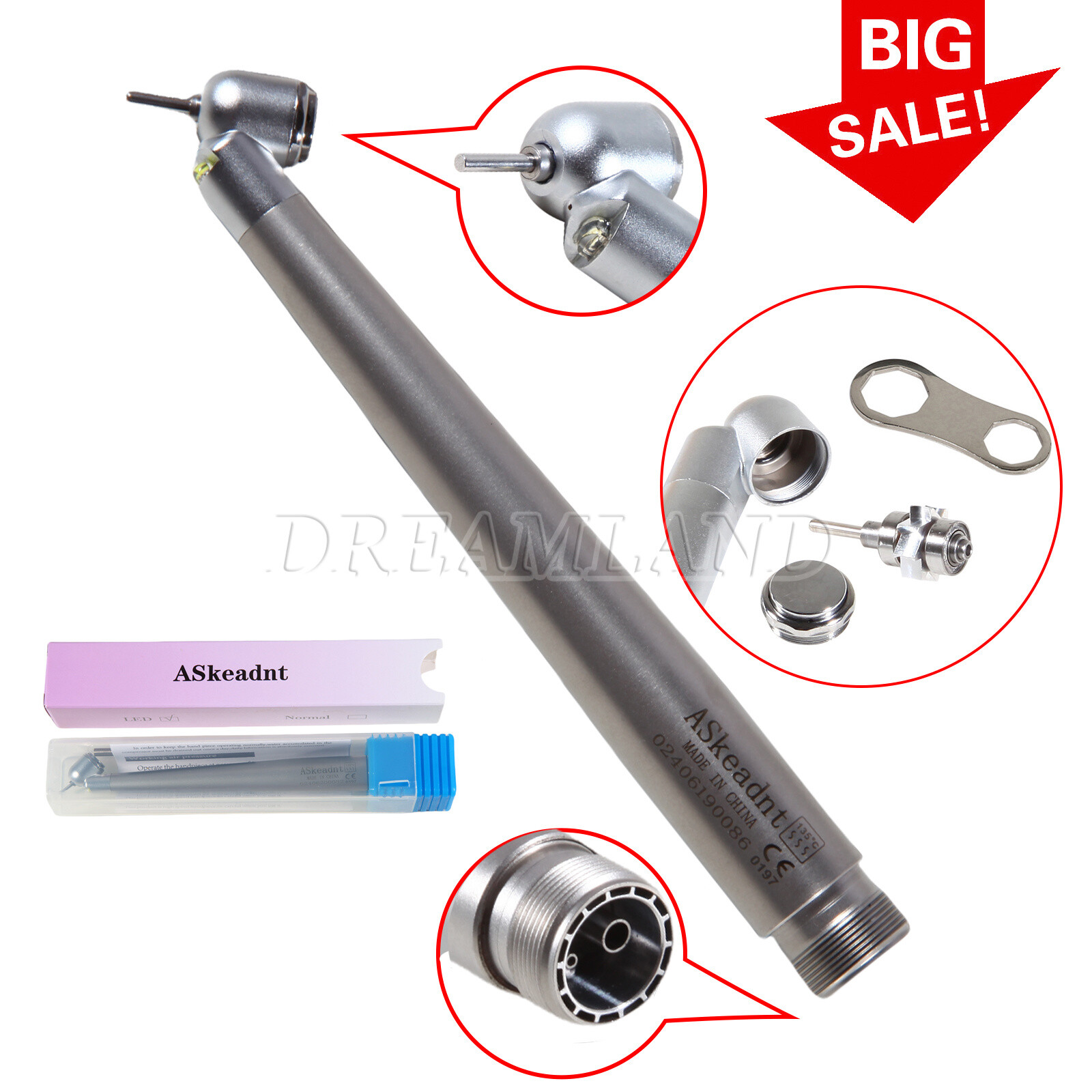 NSK Dental LED 45° Grado Alta Velocidad Turbina Pieza de Mano E-generador 2Holes