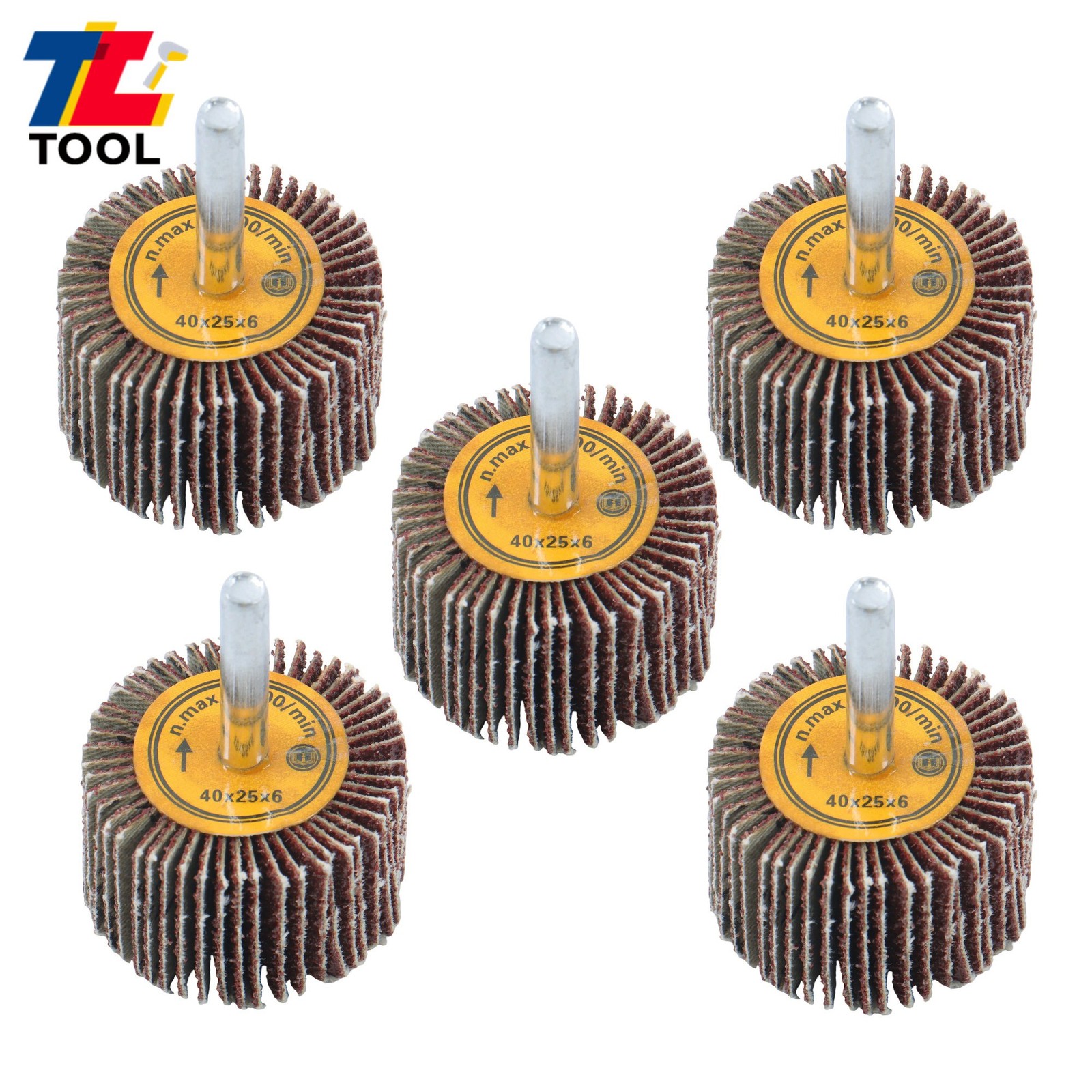 1-1/2″ x 1″ x 1/4″ Aluminum Oxide Shank Mounted Flap Wheels 60 Grit – 5 Pack