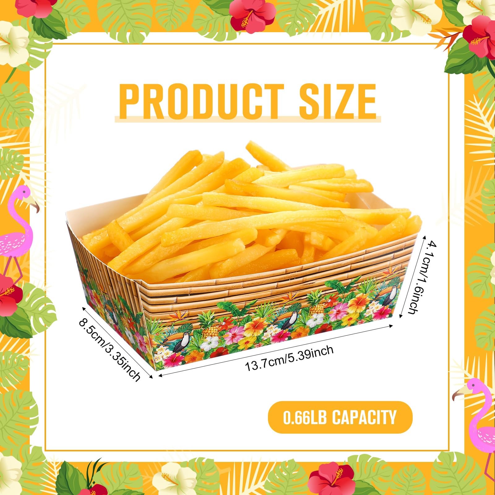50 Packs Hawaiian Party Decoration Tiki Disposable Paper Food Tray Aloha Nach…