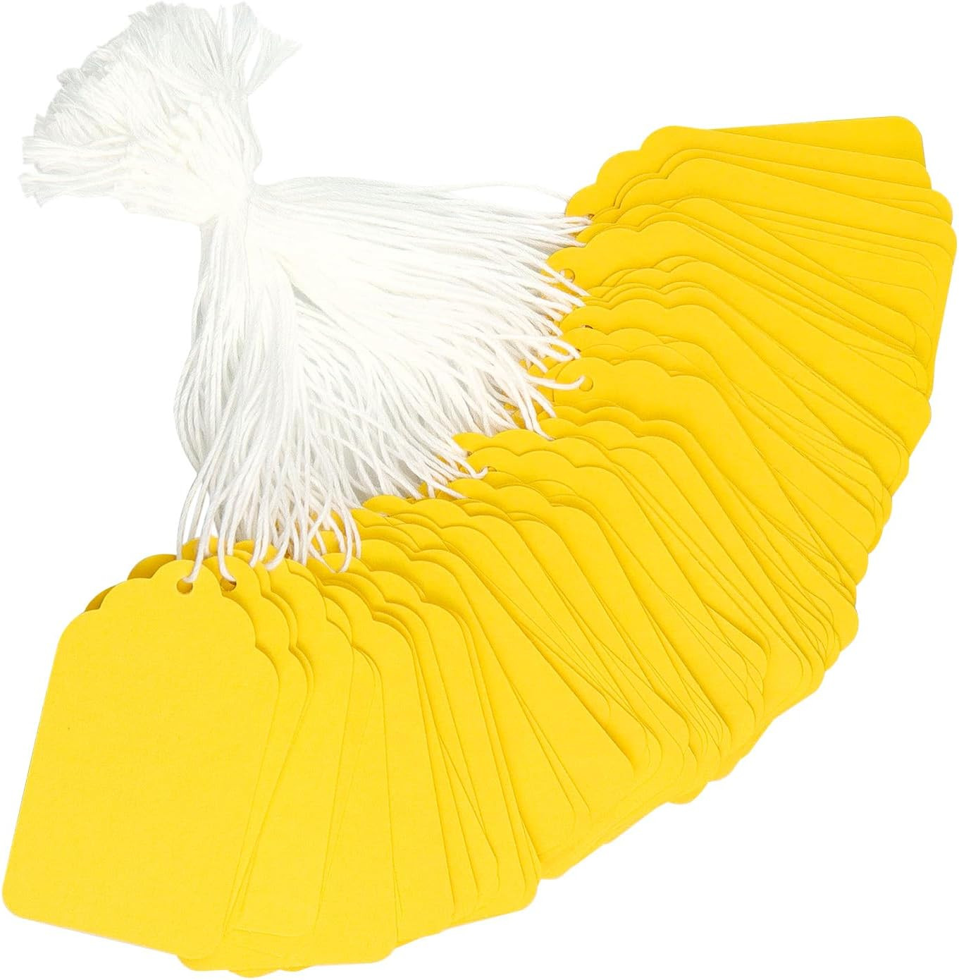 Price Tags, 500 Pcs Yellow Paper Gift Tags with String, 2.76″ X 1.69″ Blank Mark