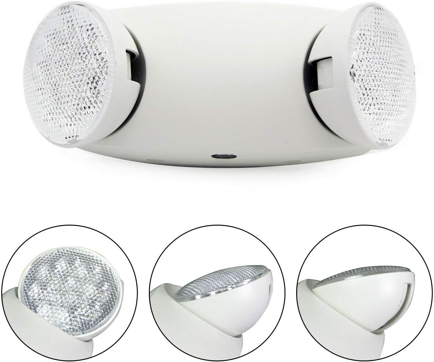 LED Emergency Exit Light Adjustable Dual Head Lamp with Battery Backup UL
