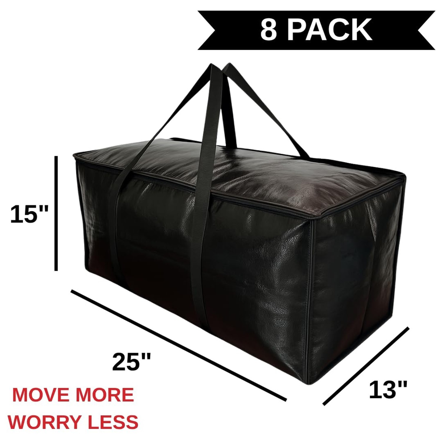 BAG-THAT! 8 – Pack Heavy Duty Large Moving Bags, with Strong Zipper and Comfo…