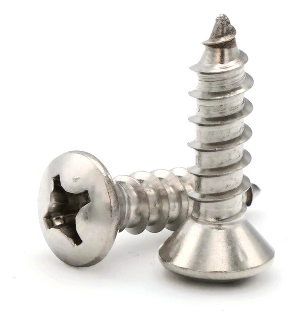 #8 Sheet Metal Screws – 316 Stainless Steel Phillips Oval Head – Select Size