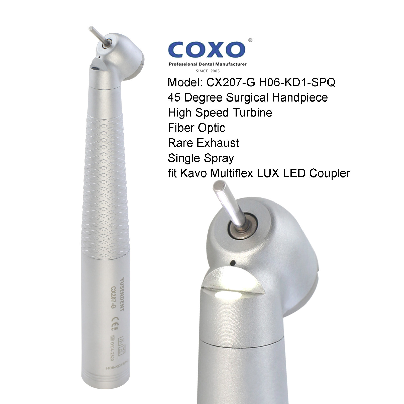 COXO High Speed Surgical Handpiece 45° LED Dental Turbine NSK Kavo Coupler 4 6