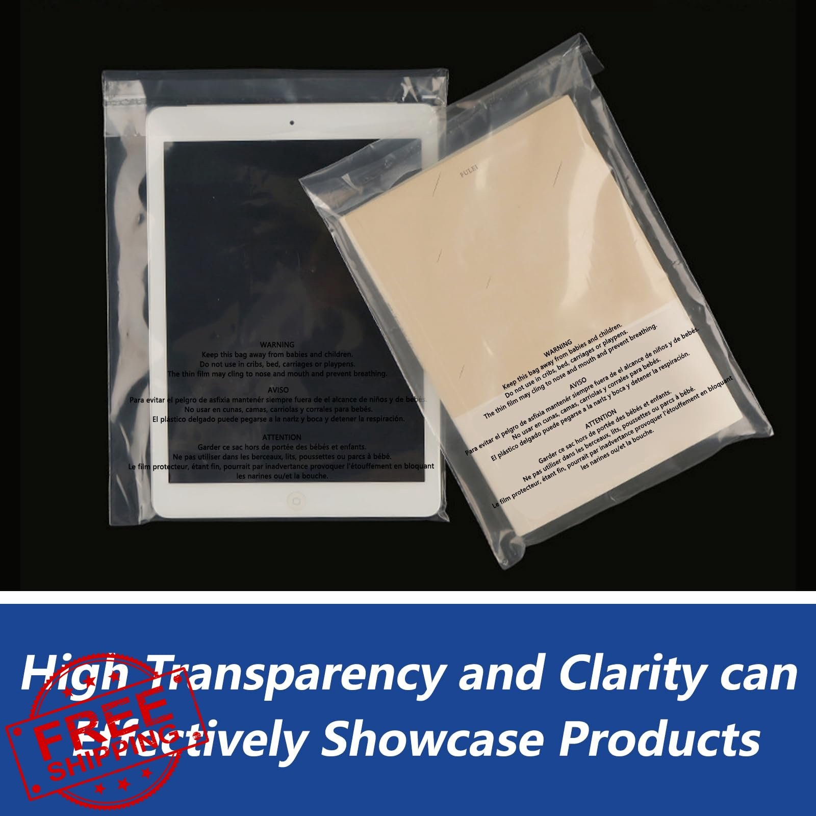 WEPOLY 14×20 Clear Poly Bags 500 Pack Suffocation Warning