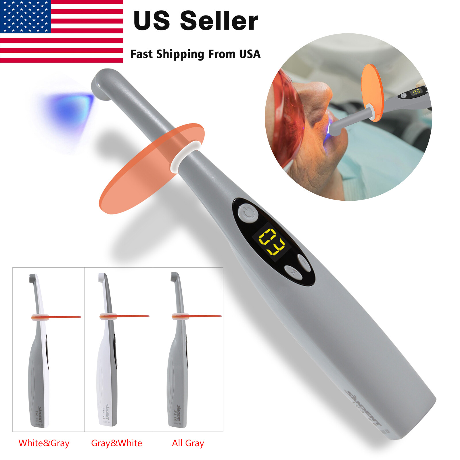 Dental Wireless Cordless iLed 3 Second LED Curing Light 3S Cure Lamp US plug SA