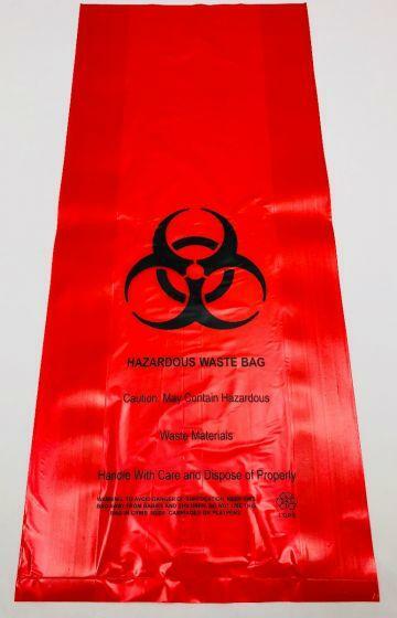 Hazardous Waste Bags – 10″x4″x24″ – 200 Bags – 1.4 Mil – Red – AssurePak – HAZWA