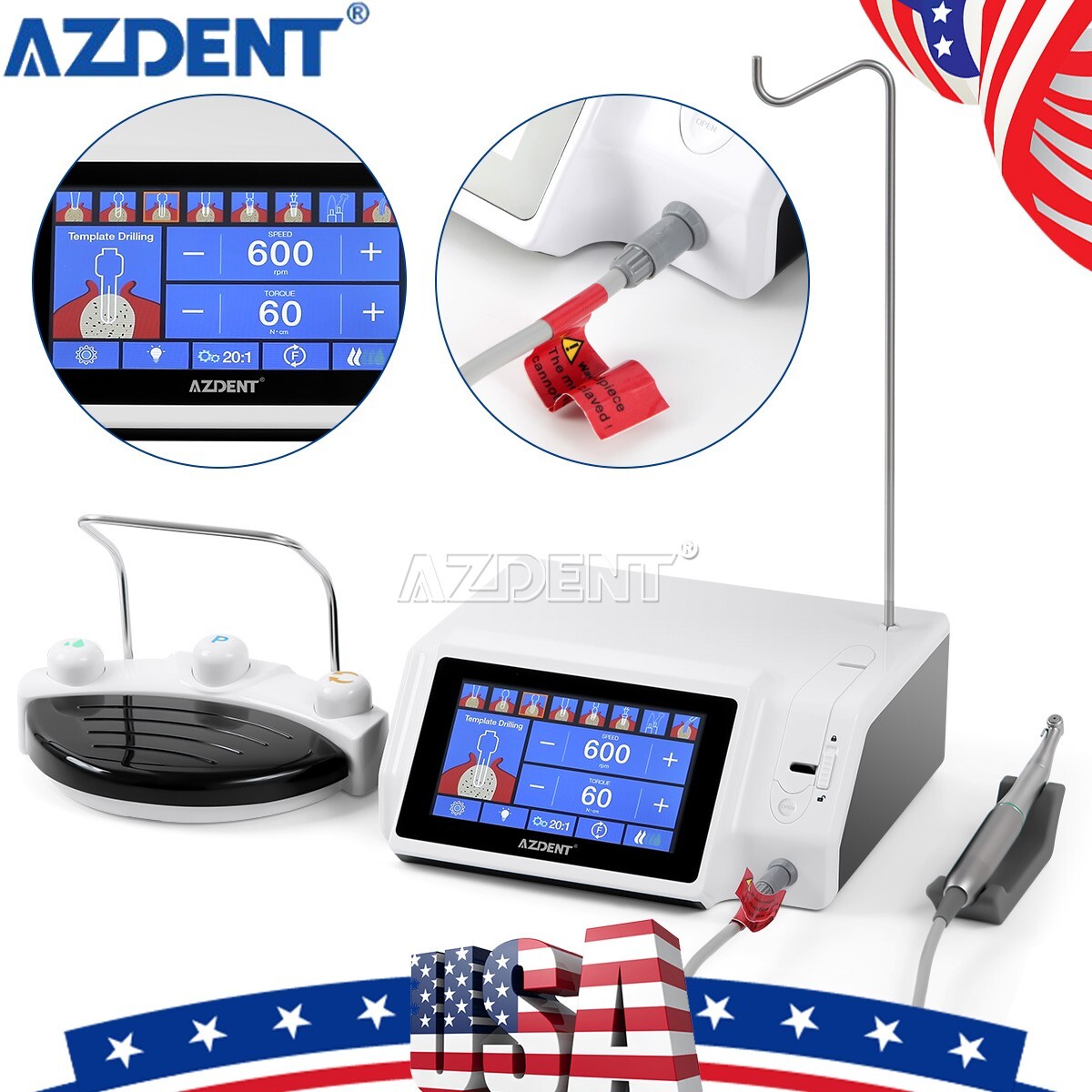 Dental LED Implant Motor Brushless System /Mobile Trolley Cart Auto Water Supply