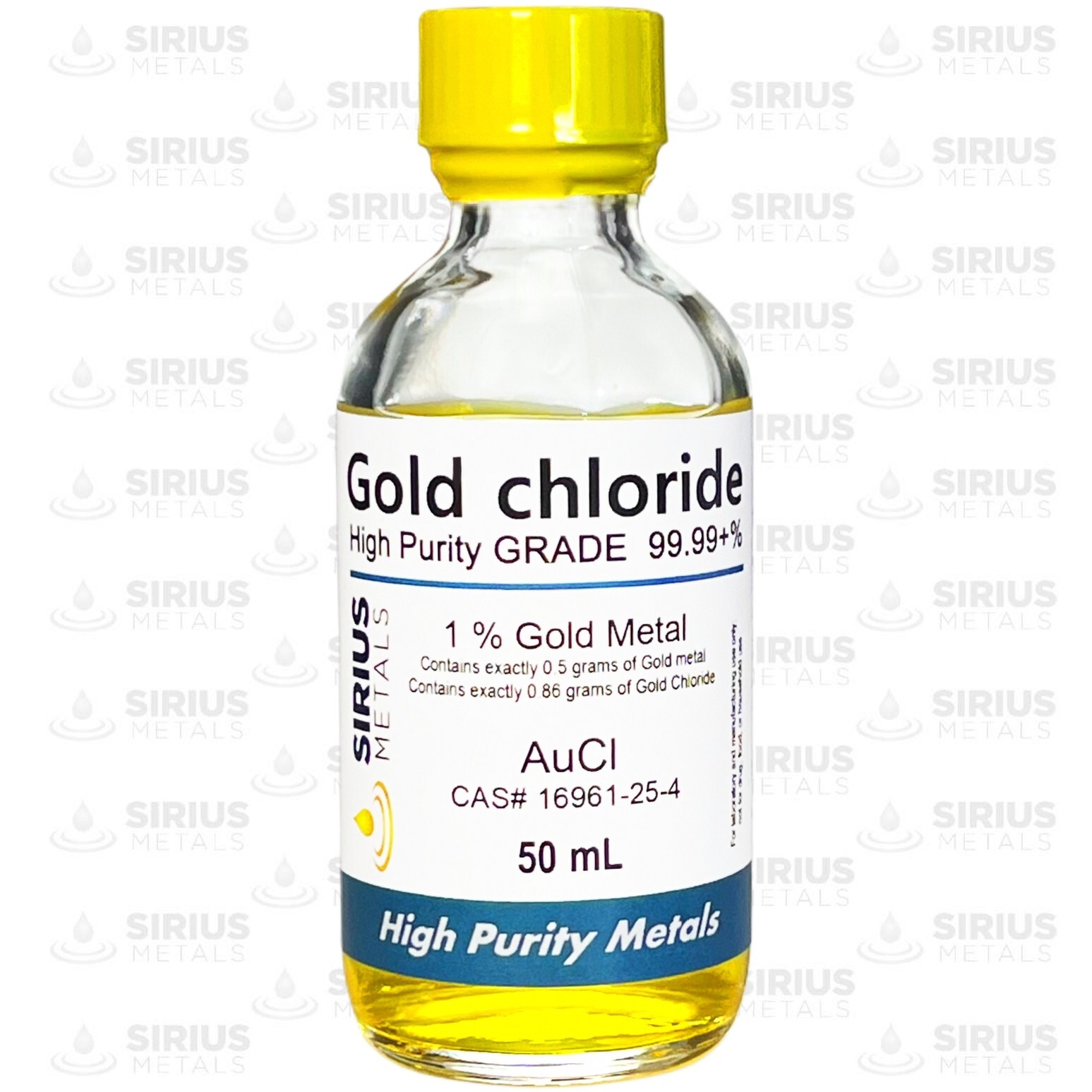 Gold Chloride – 1.725% as HAuCl4 (1.0% as Gold metal) – 50 mL in Glass Bottle