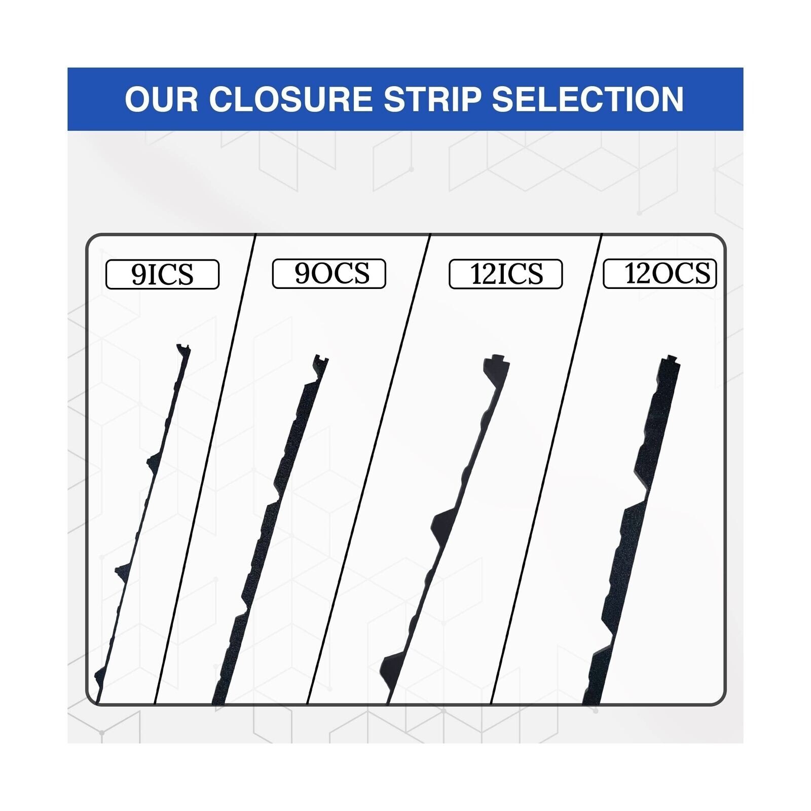 3/4″ Metal Roof Foam Outside Closure Strips (20 Pack) 9 in Profile 3 ft Long