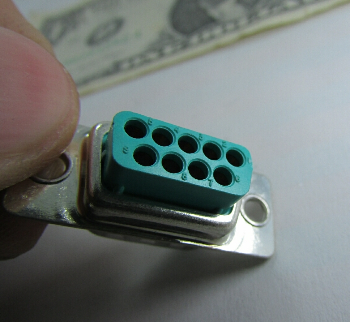 2 Positronic Mil Spec DSub Connectors DE-9, DB-9 Male, Gold Crimp Pins RD9M1000Z
