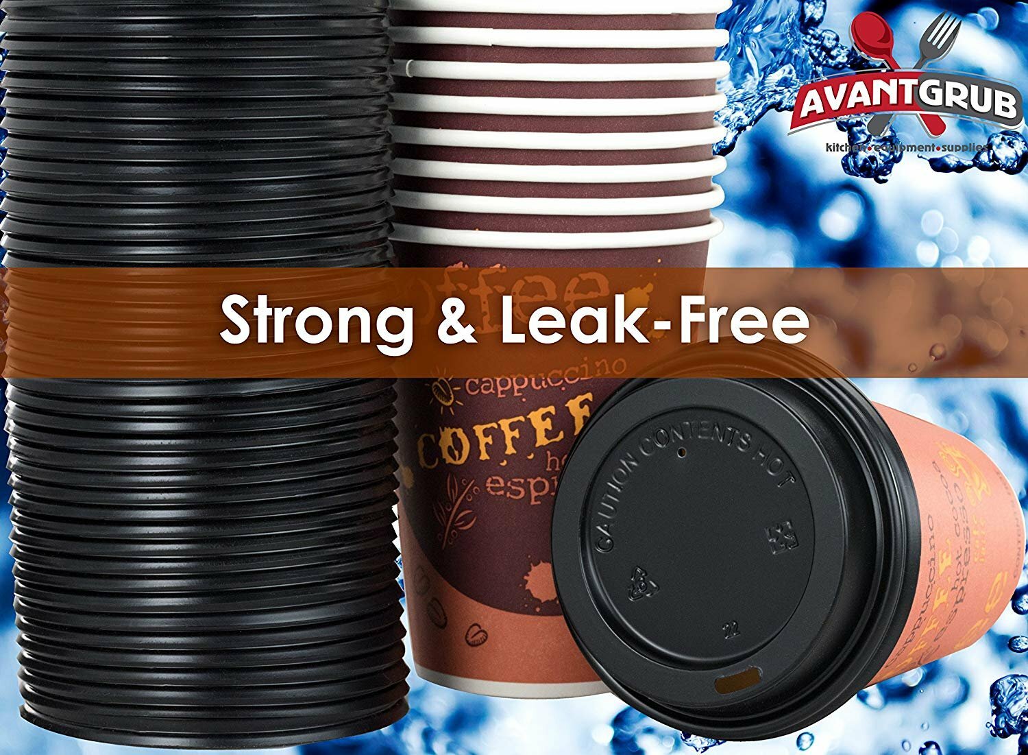 [100-Ct.] 12-Oz. Disposable Paper Coffee Cups & Plastic Dome Lids by Avant Grub