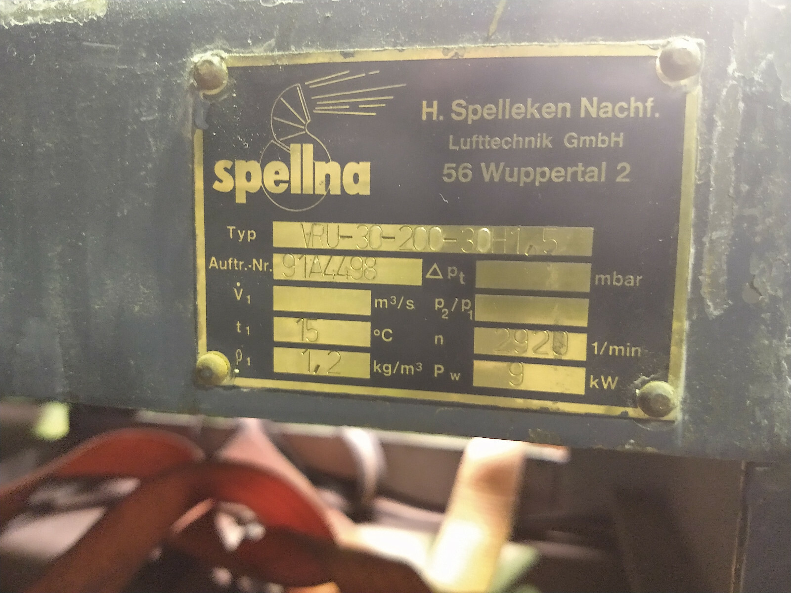 Spellna ventilator 1.2kg/m3 9KW