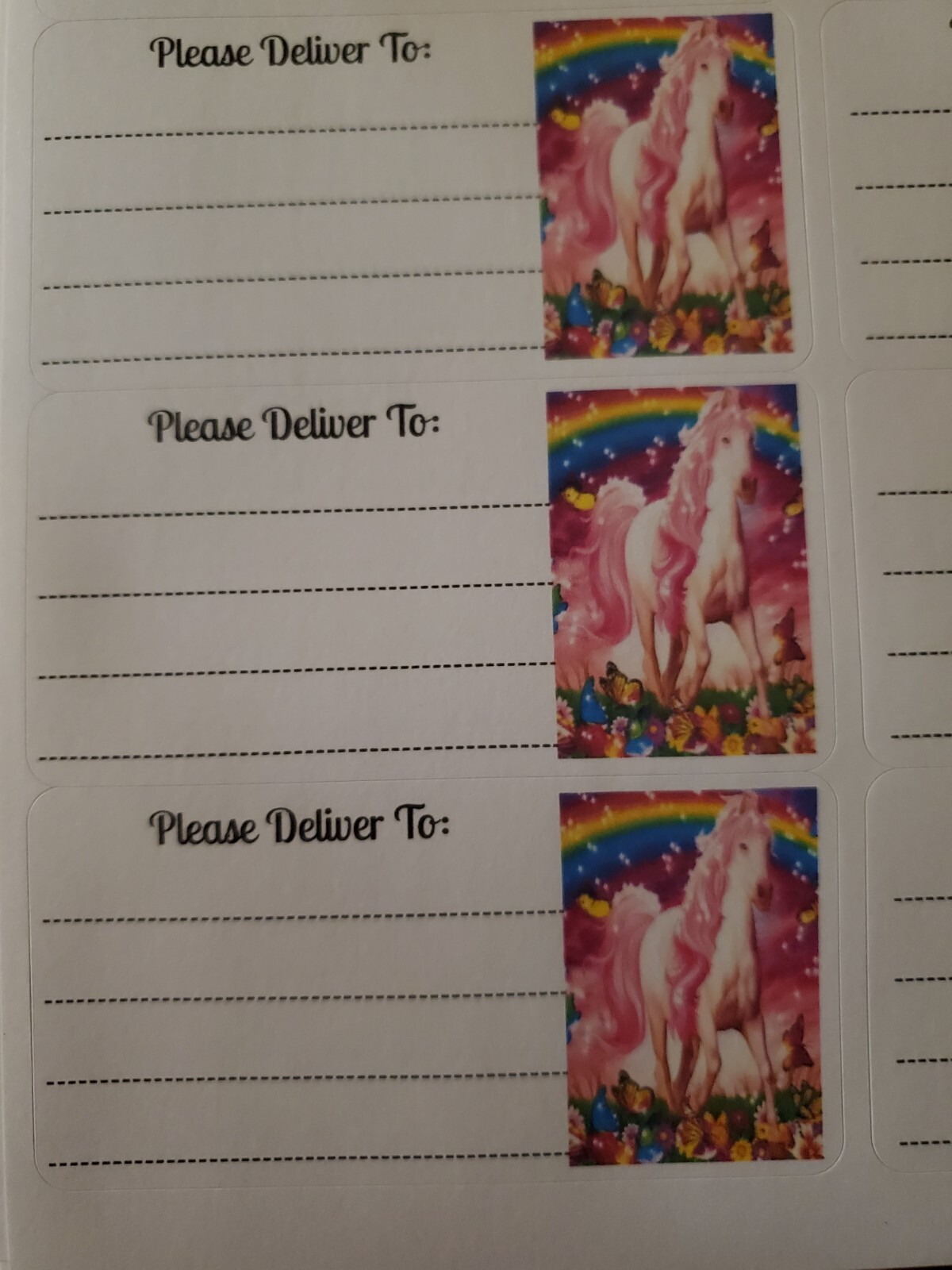 3 Sheets please deliver to address shipping labels (PDT) pen pal, mail