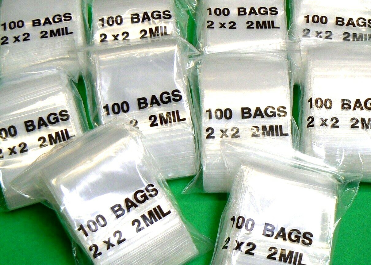 Zip Seal Lock Bags 12,000 Reclosable 2Mil Clear 2×2 ZIP Slide Baggies 2″ Square