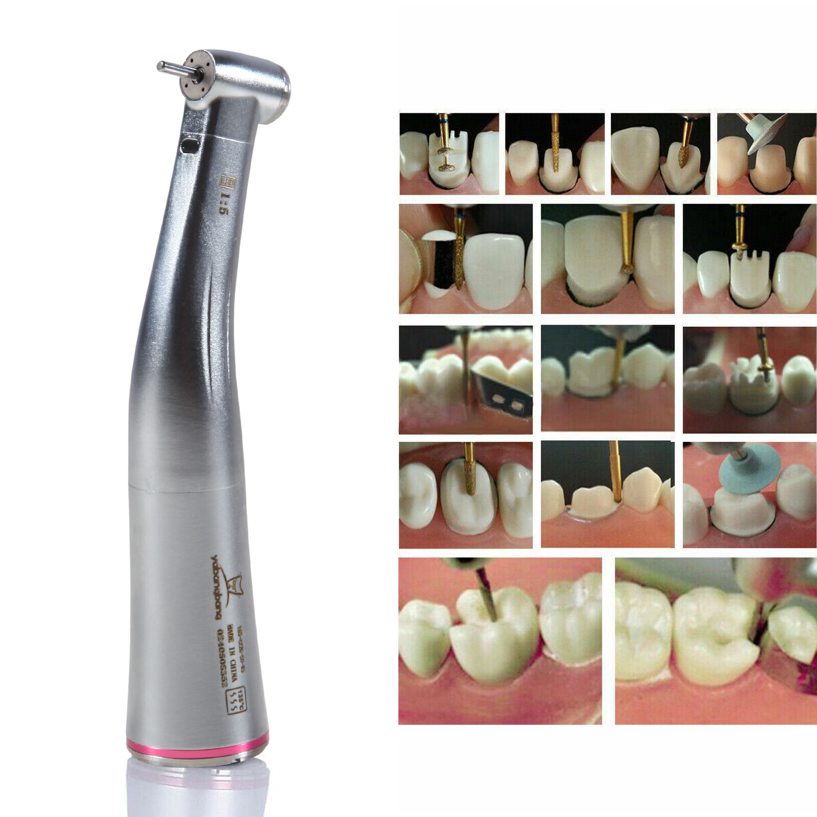 Dental 1:5 LED Fiber Optic Contra Angle Handpiece Fit NSK Ti-MAX X95L