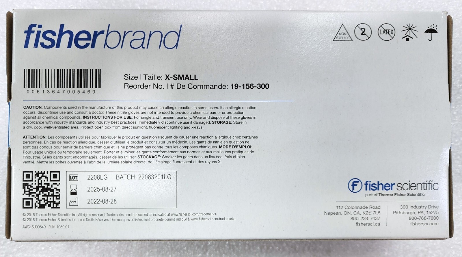 FISHERBRAND XS Powder Free Black Nitrile Gloves CASE OF 10 BOXES , 1000 GLOVES