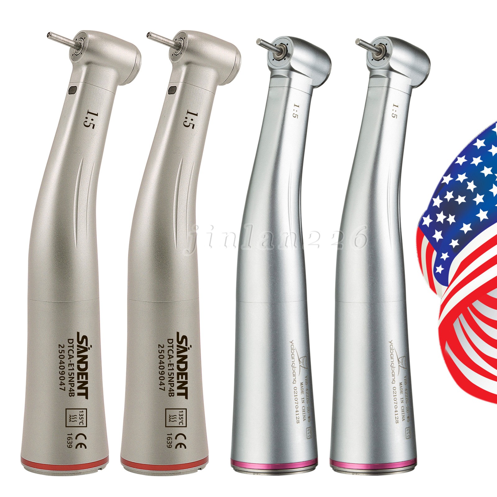 Dental 1:5 LED Fiber Optic Contra Angle Handpiece Red Ring fit NSK Ti-MAX X95L