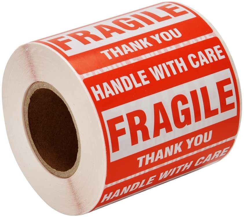 2000 Fragile Stickers 2×3 Handle with Care Thank You Warning Labels Mailing US