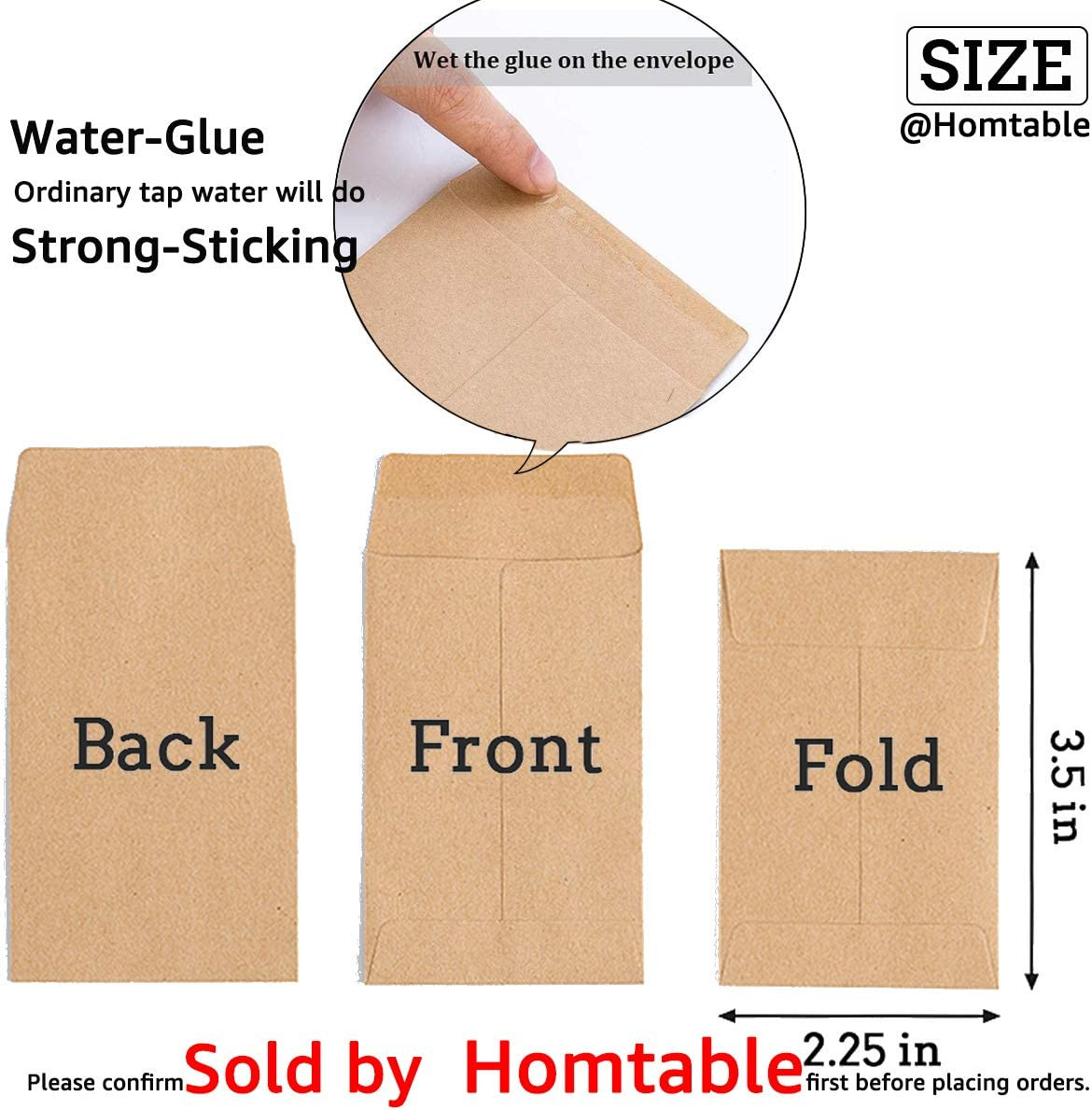 100 Pack Small Coin Envelopes Self-Adhesive Kraft Paper Seed Envelopes Mini Part