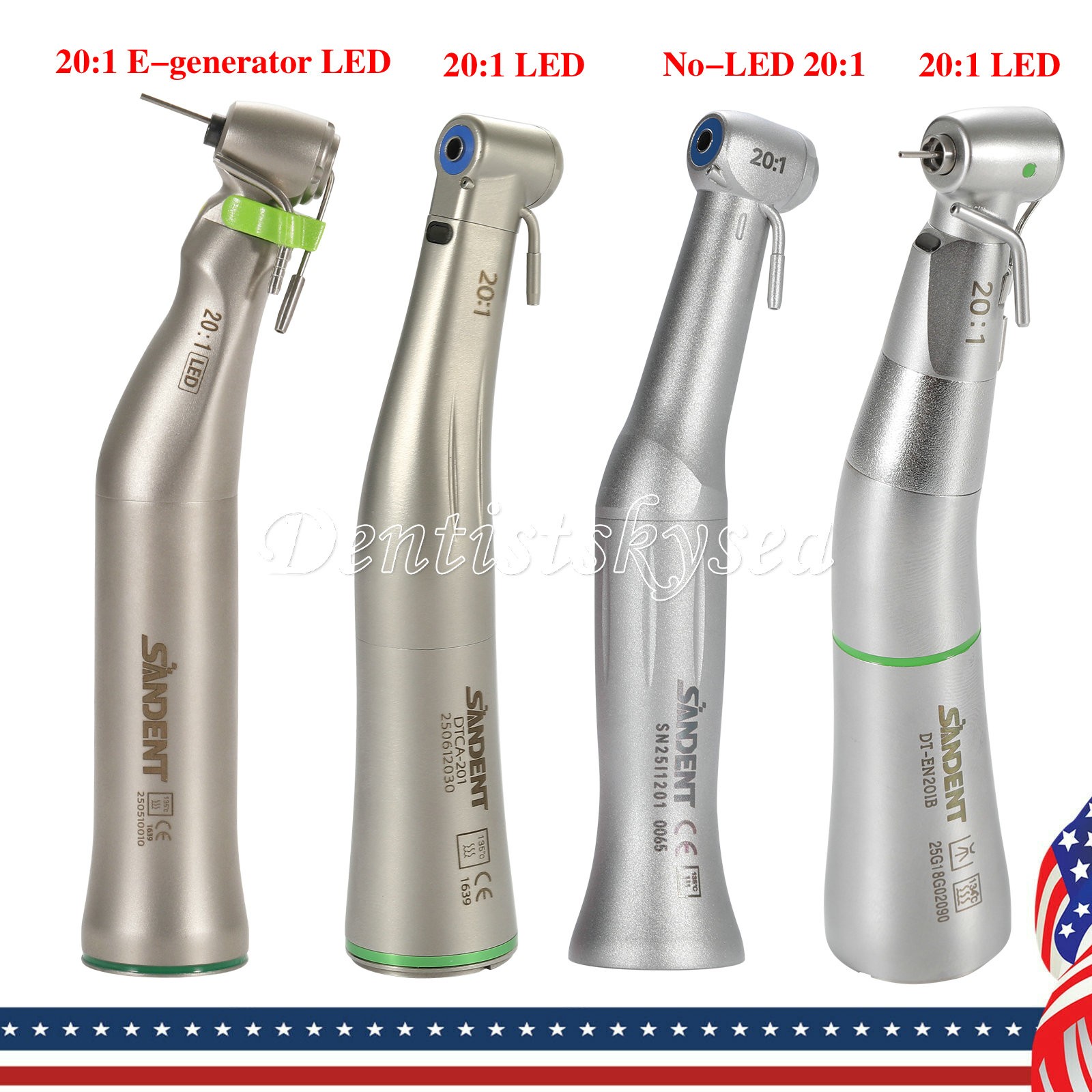 Dental 20:1 LED Fiber Optic Implant Contra Angle Handpiece SG20L Fit NSK Ti-Max
