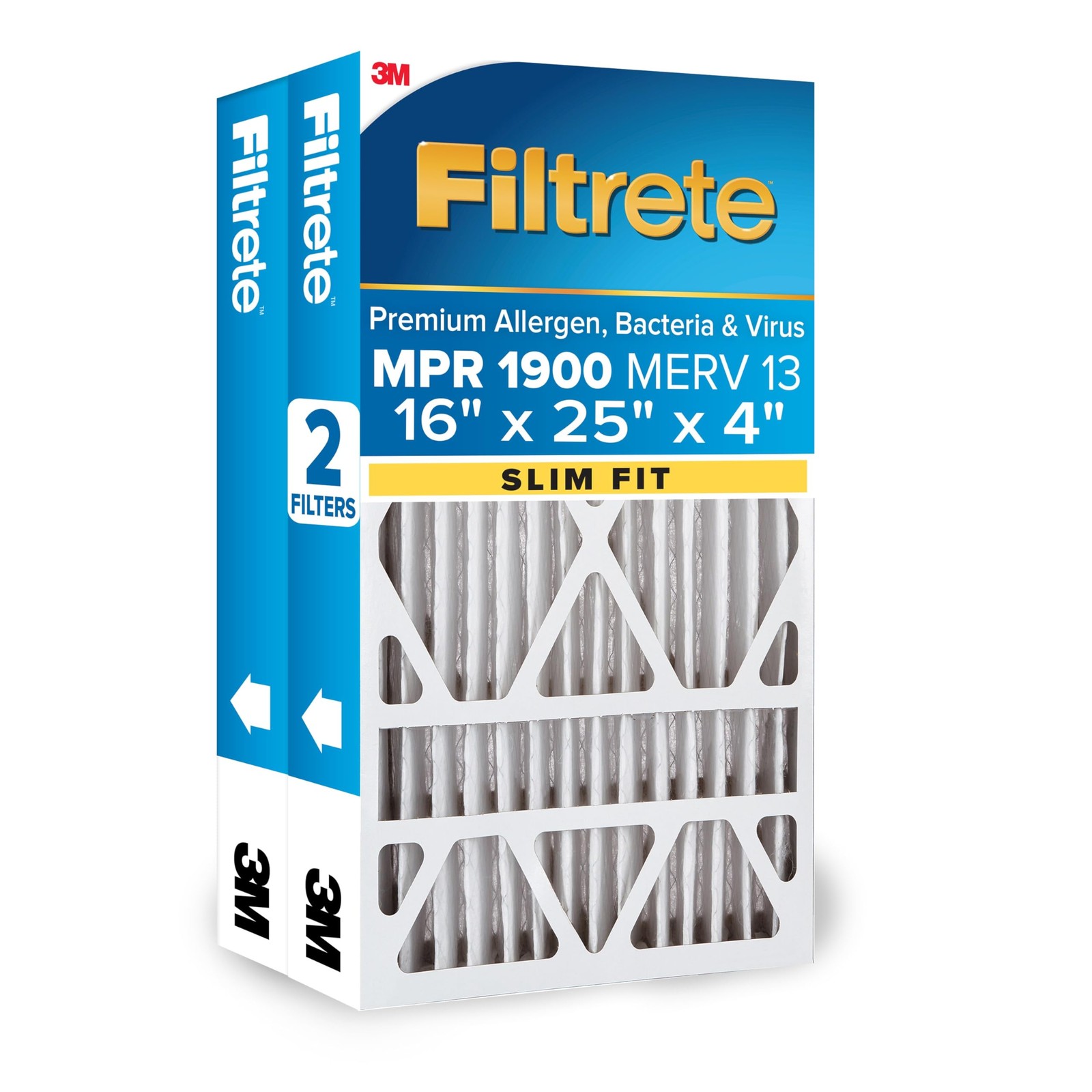 Filtrete 16x25x4 (SlimFit) AC Furnace Air Filter, (SlimFit), White
