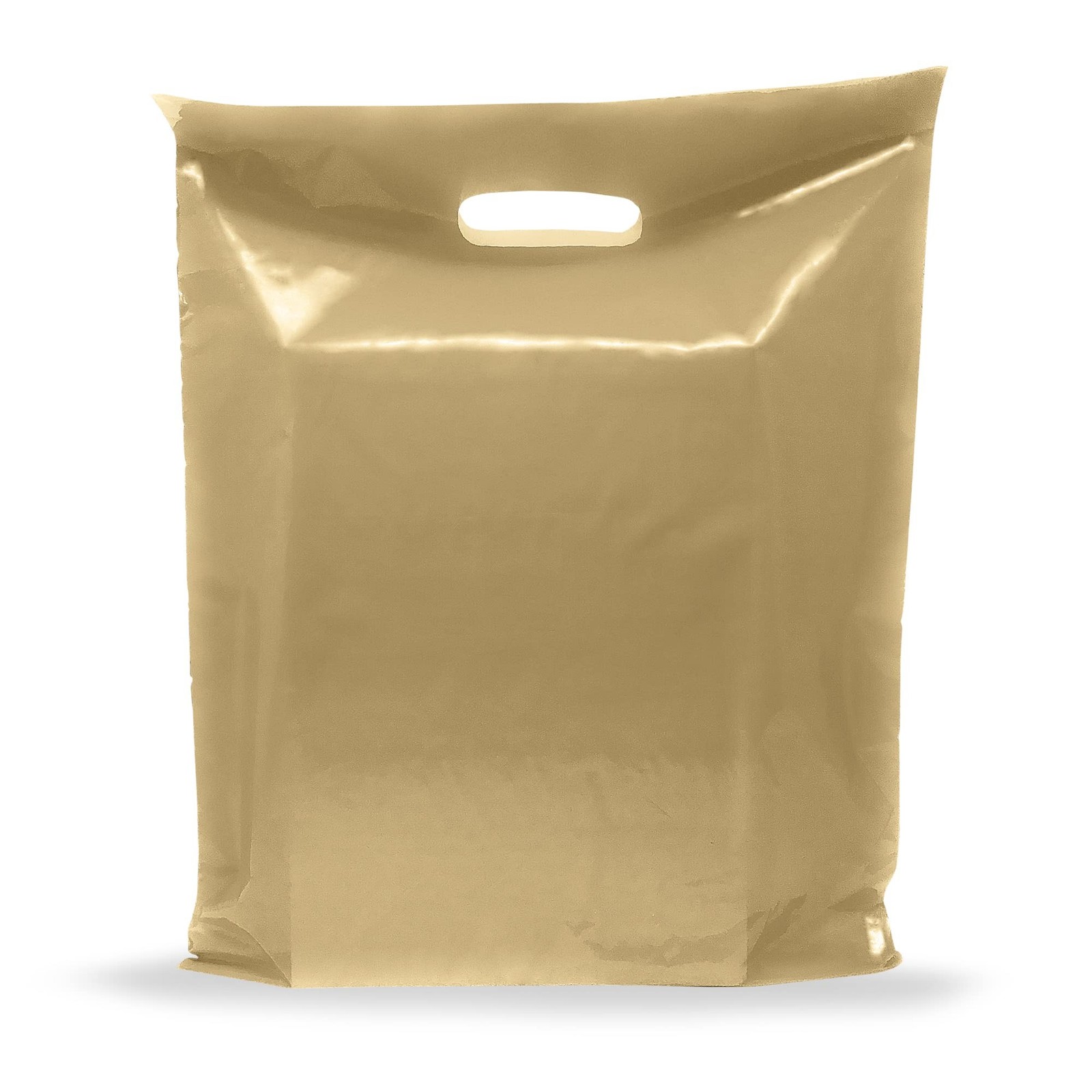 Gold Merchandise Plastic Shopping Bags – 100 Pack 9″ x 12″ with 2 mil Thick -…