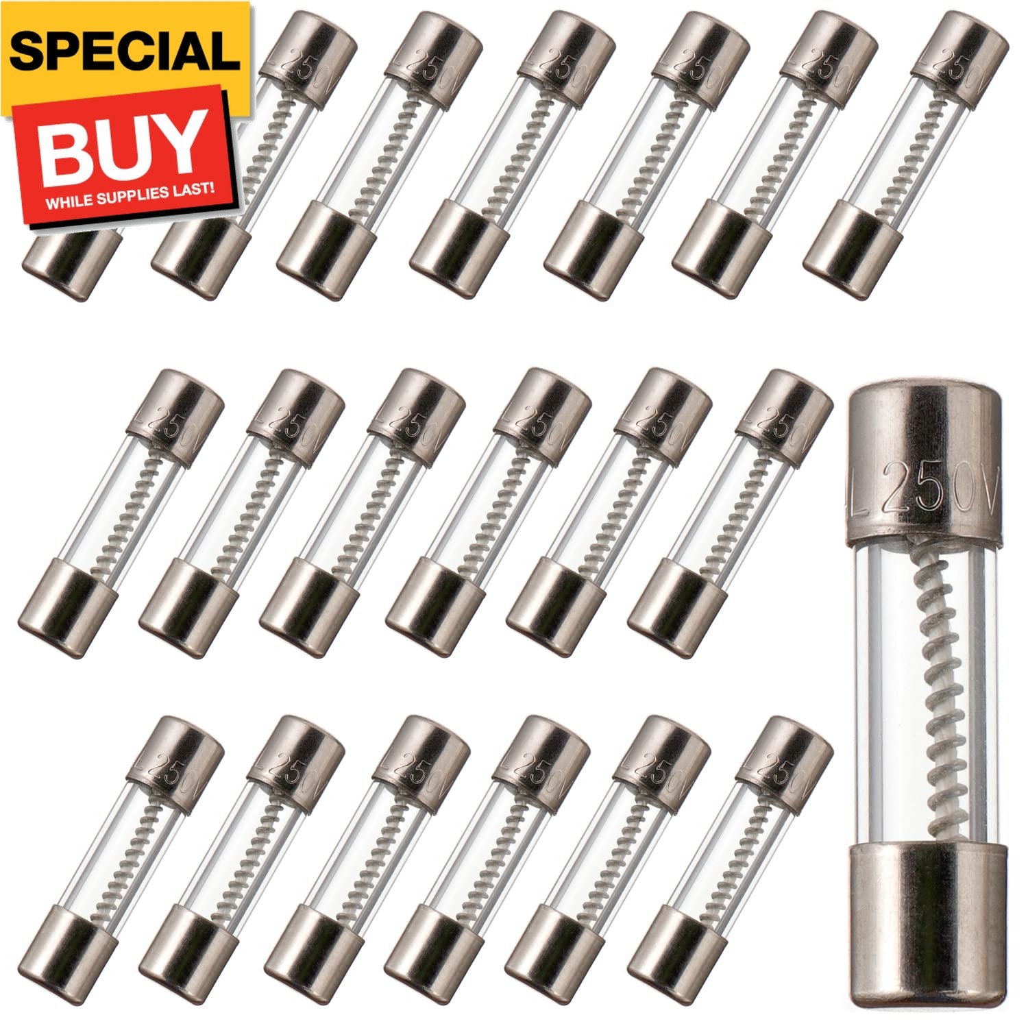 T1.6AL250V 5x20mm 1.6A 250V Slow Blow Fuses 1.6 amp 250 Volt 0.2 x 0.78 Inch Gla