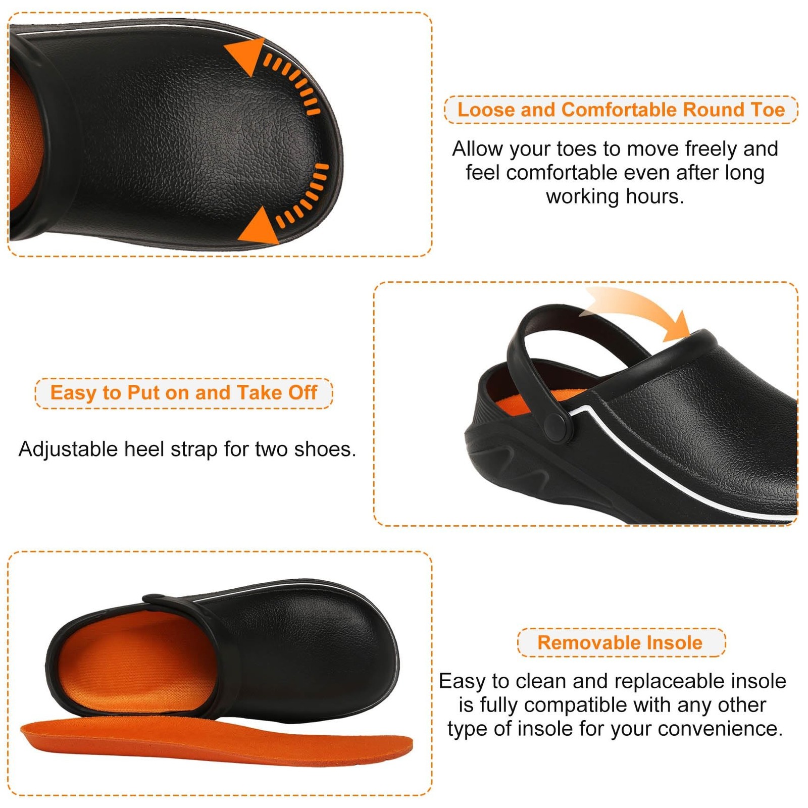 JSWEI Men’s Unisex-Adult Kitchen Shoes – Nonslip Water Proof Work Shoes for M…