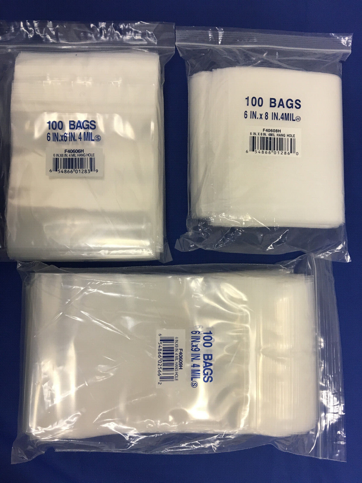 Clear LK Zip-Lock Seal Top Re-closable Zipper Hang Hole Plastic Poly Bags 4 Mil