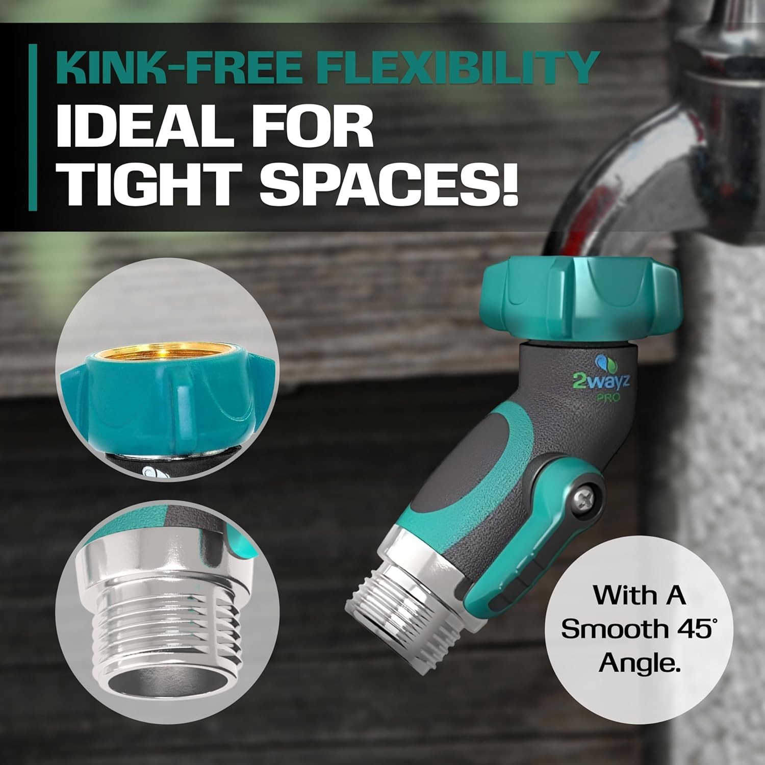 Heavy Duty 45 Angle Hose Connector Metal Elbow Fitting With Shut Off Valve