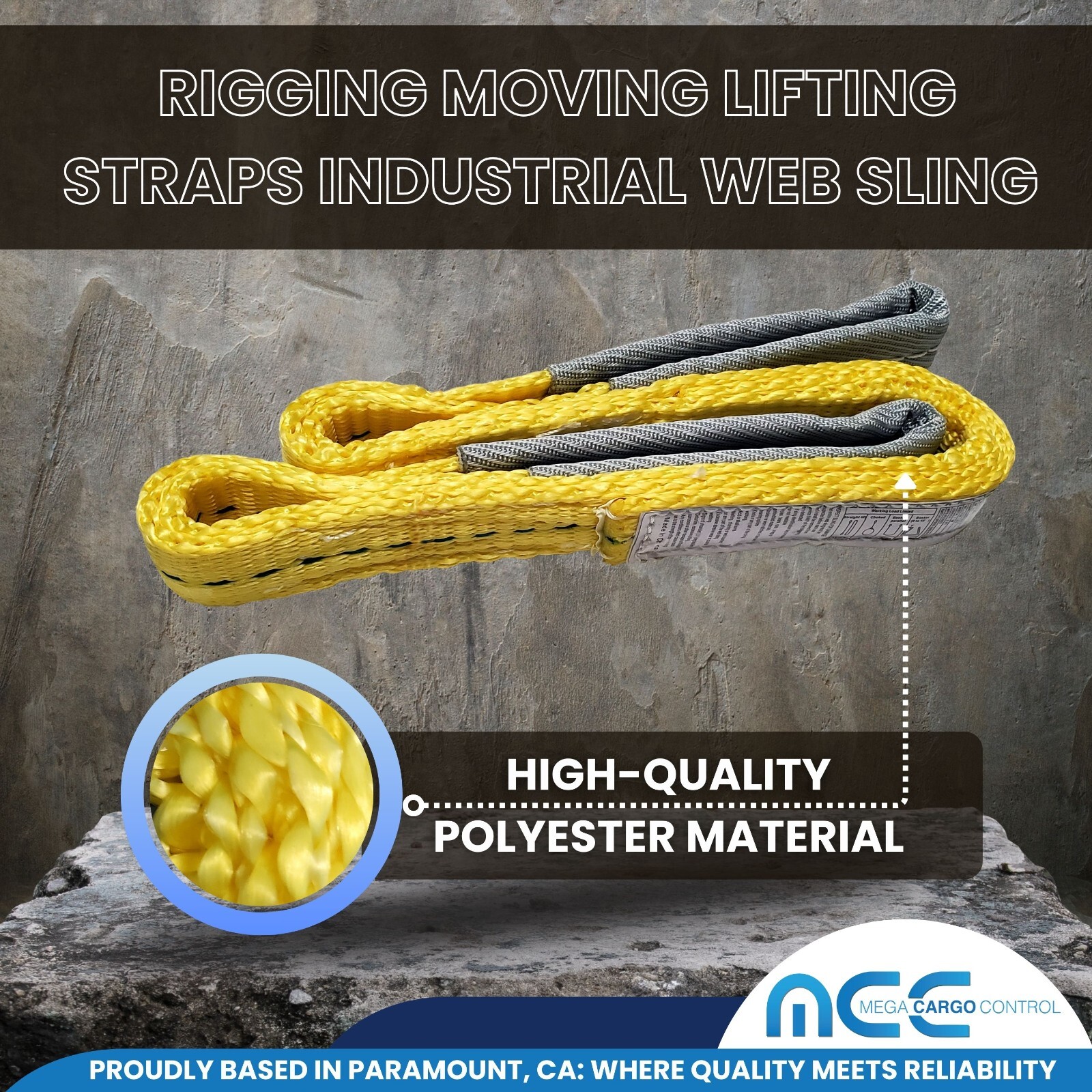 1″ x 3 /6 / 9ft 2 Ply Polyester Flat Eye Lifting Sling Strap Web Sling 3100 lbs