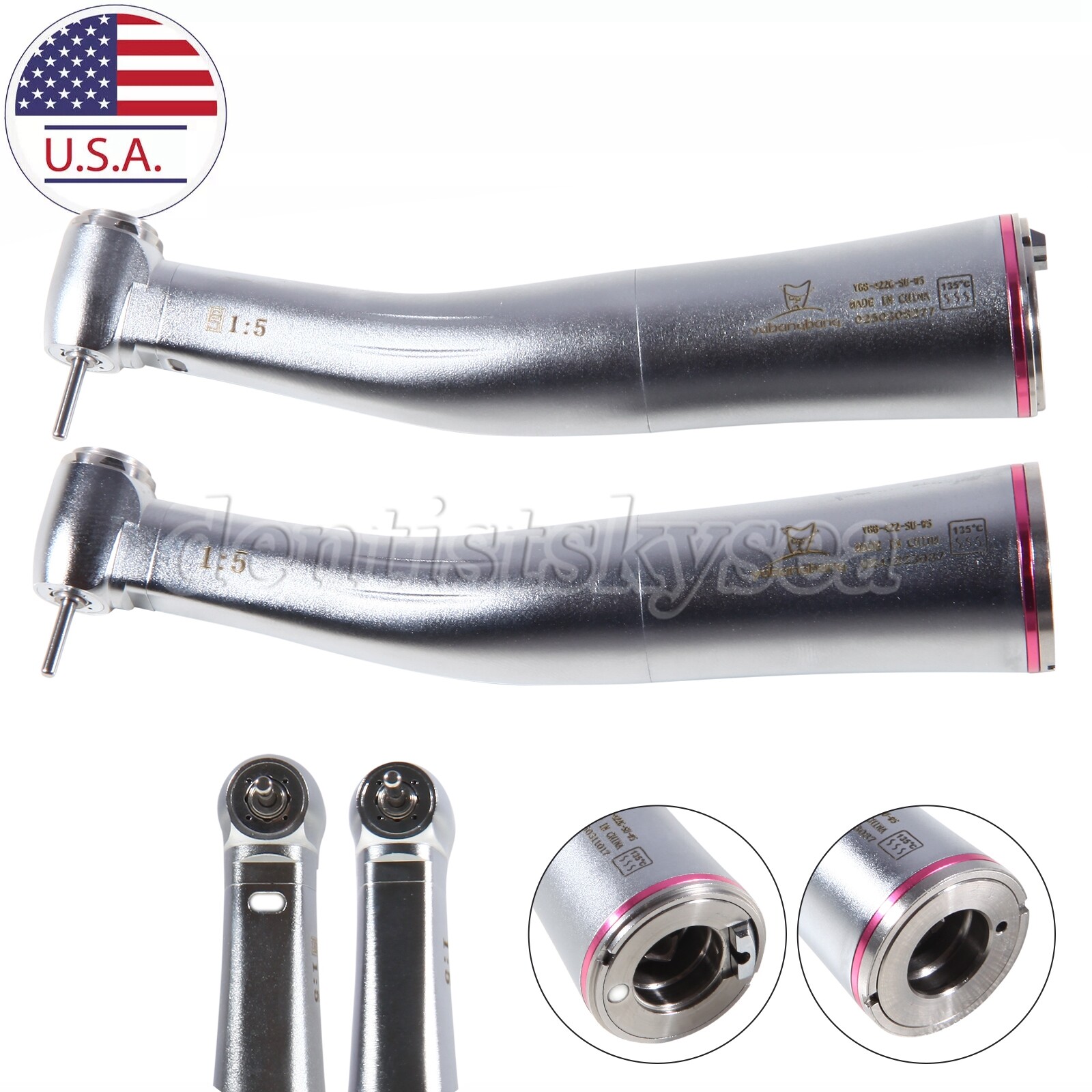 Dental Fiber Optic/NO-LED Standard Head 1:5 Increasing Handpiece Contra Angle