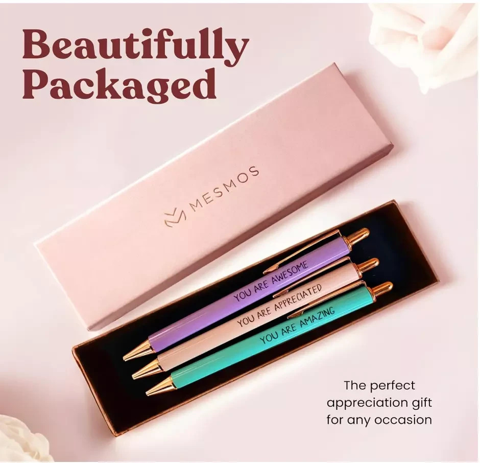 MESMOS 3PC FANCY PEN SET FOR WOMEN, THANK YOU GIFTS FOR WOMEN, TEACHER PENS